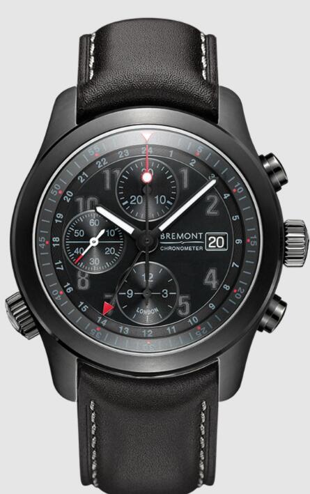 Replica Bremont Watch Altitude Pilot Chronographs ALT1-B Black Dial Leather Strap